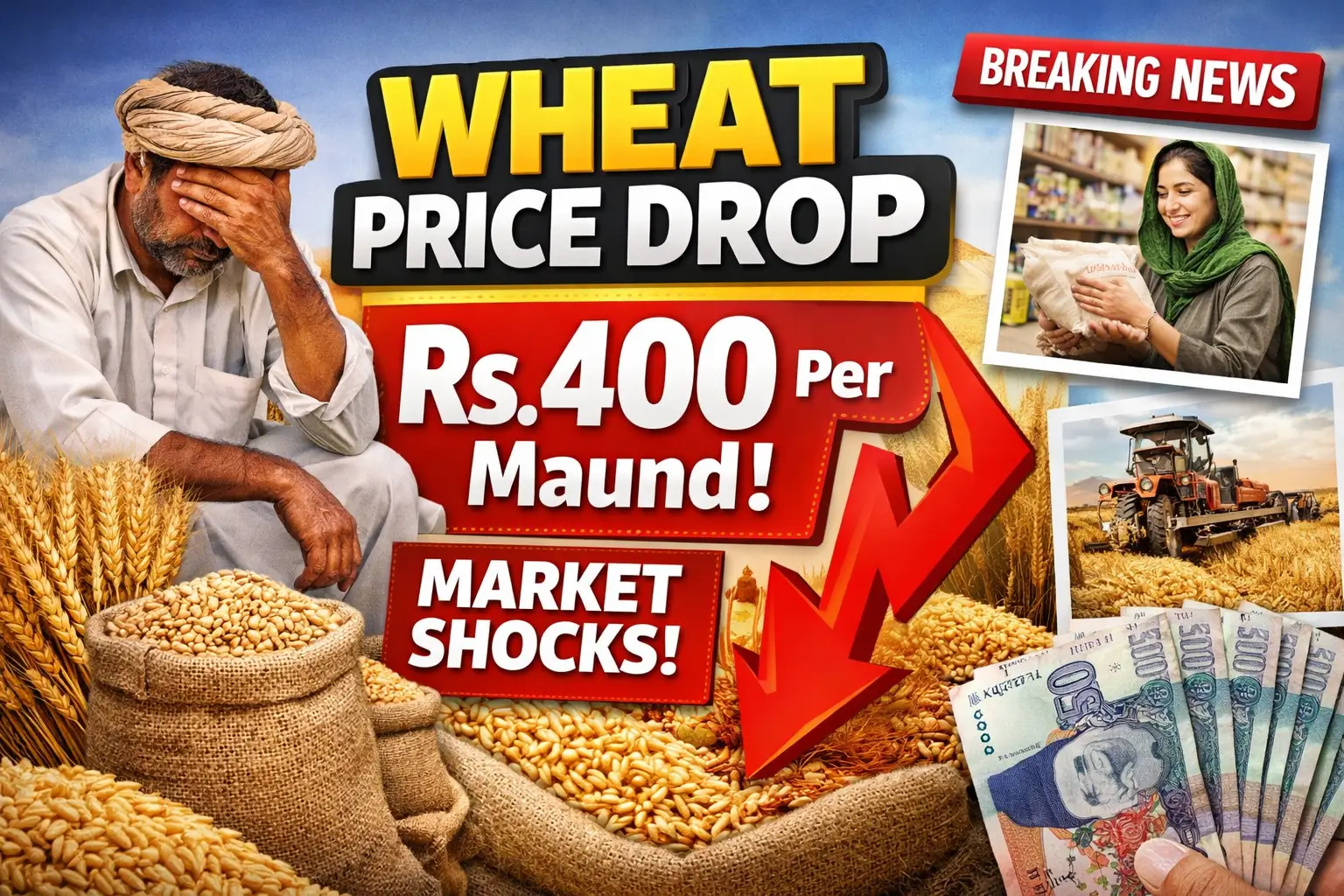 Wheat Price Drop by Rs.400 per Maund Shocks Market