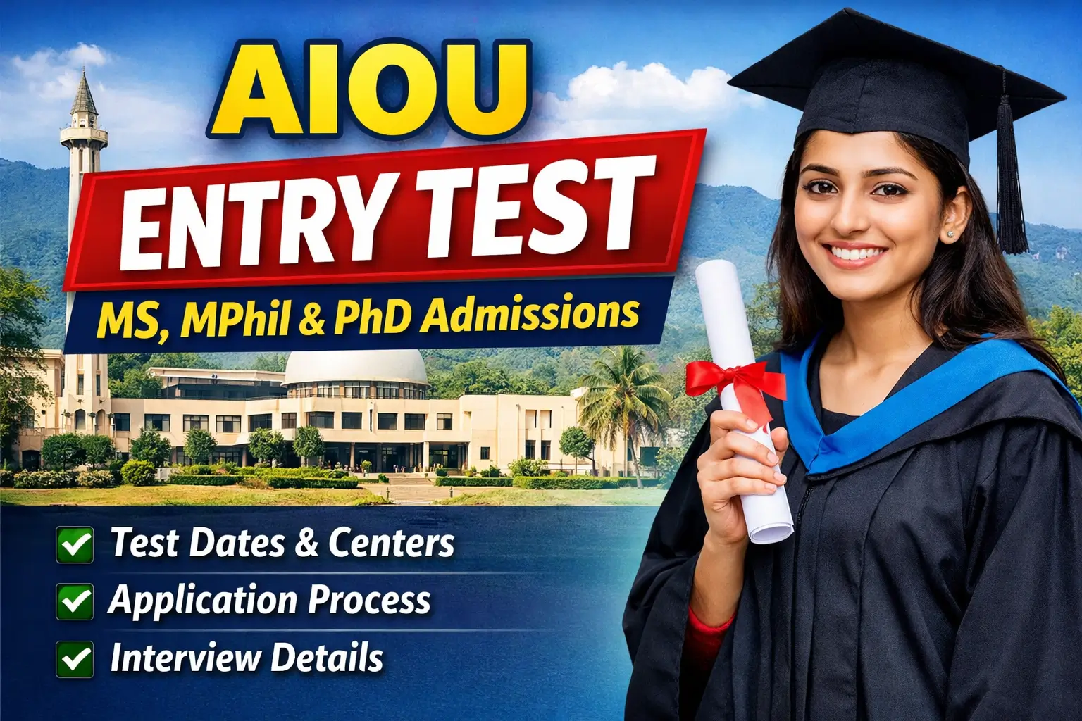 AIOU Entry Test Spring Schedule